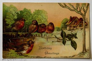 Postcard #008: Bird Family Birthday Greetings to Pearl