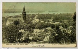 Postcard #0076: Elevated tinted view of Fort Madison, Lomax, IL — As Ever Alda to Pearl, April 1909