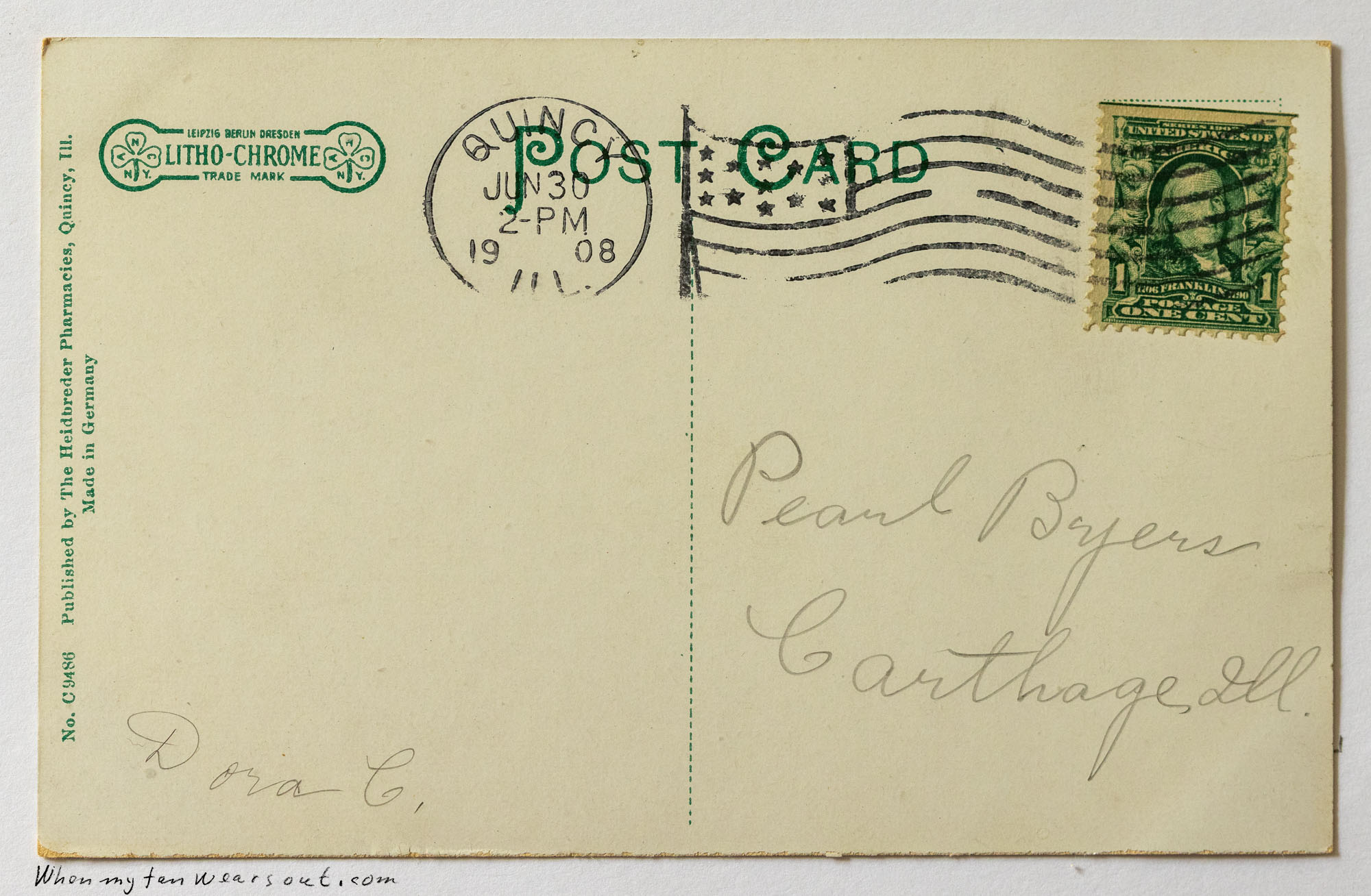 Back of postcard #0064