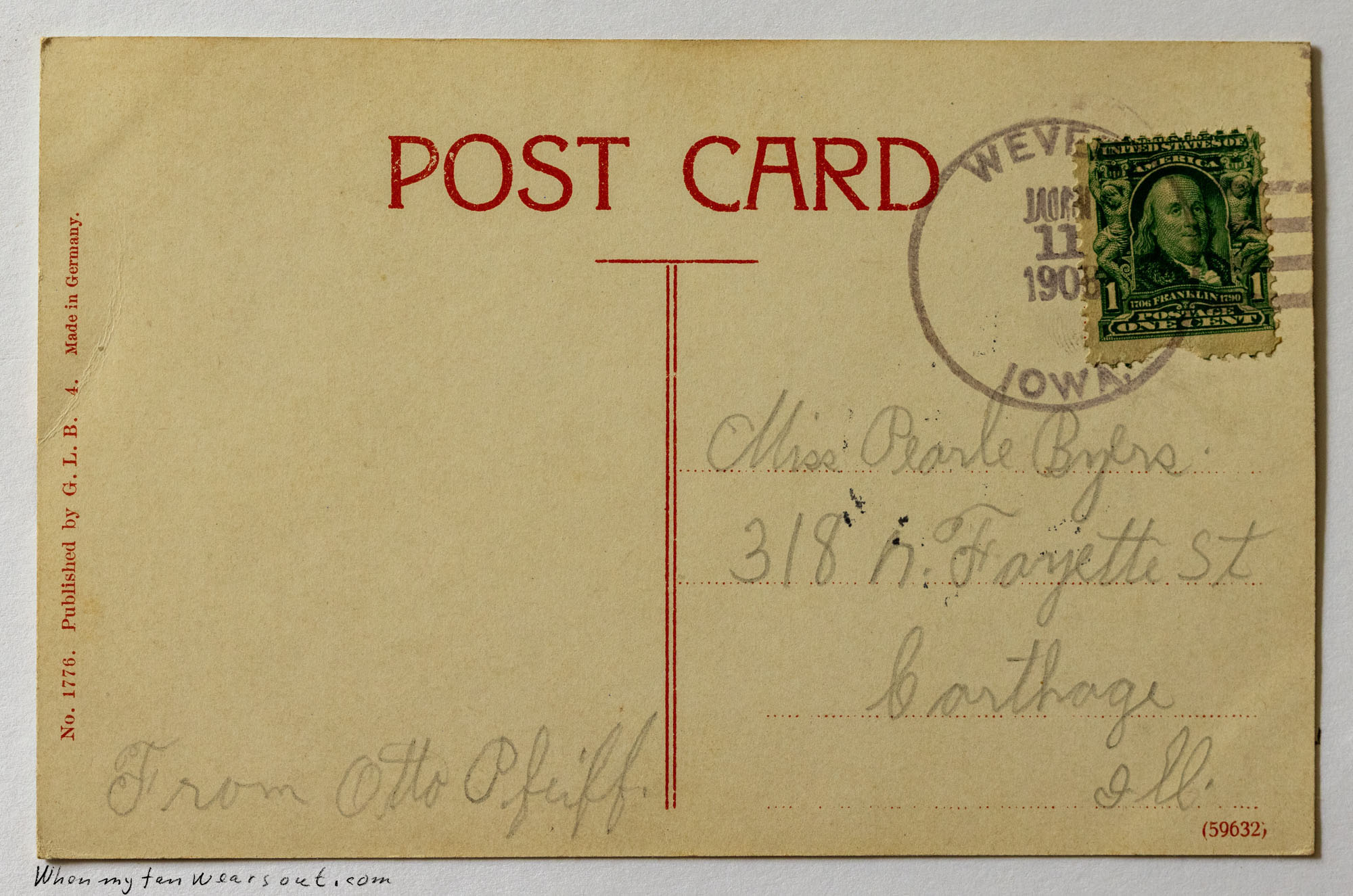 Back of postcard #0065