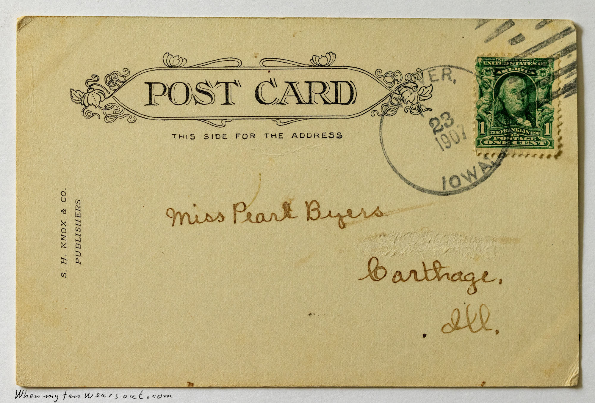 Back of postcard #0072
