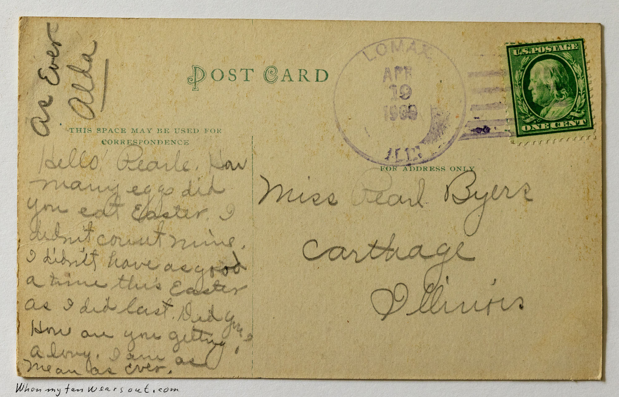 Back of postcard #0076
