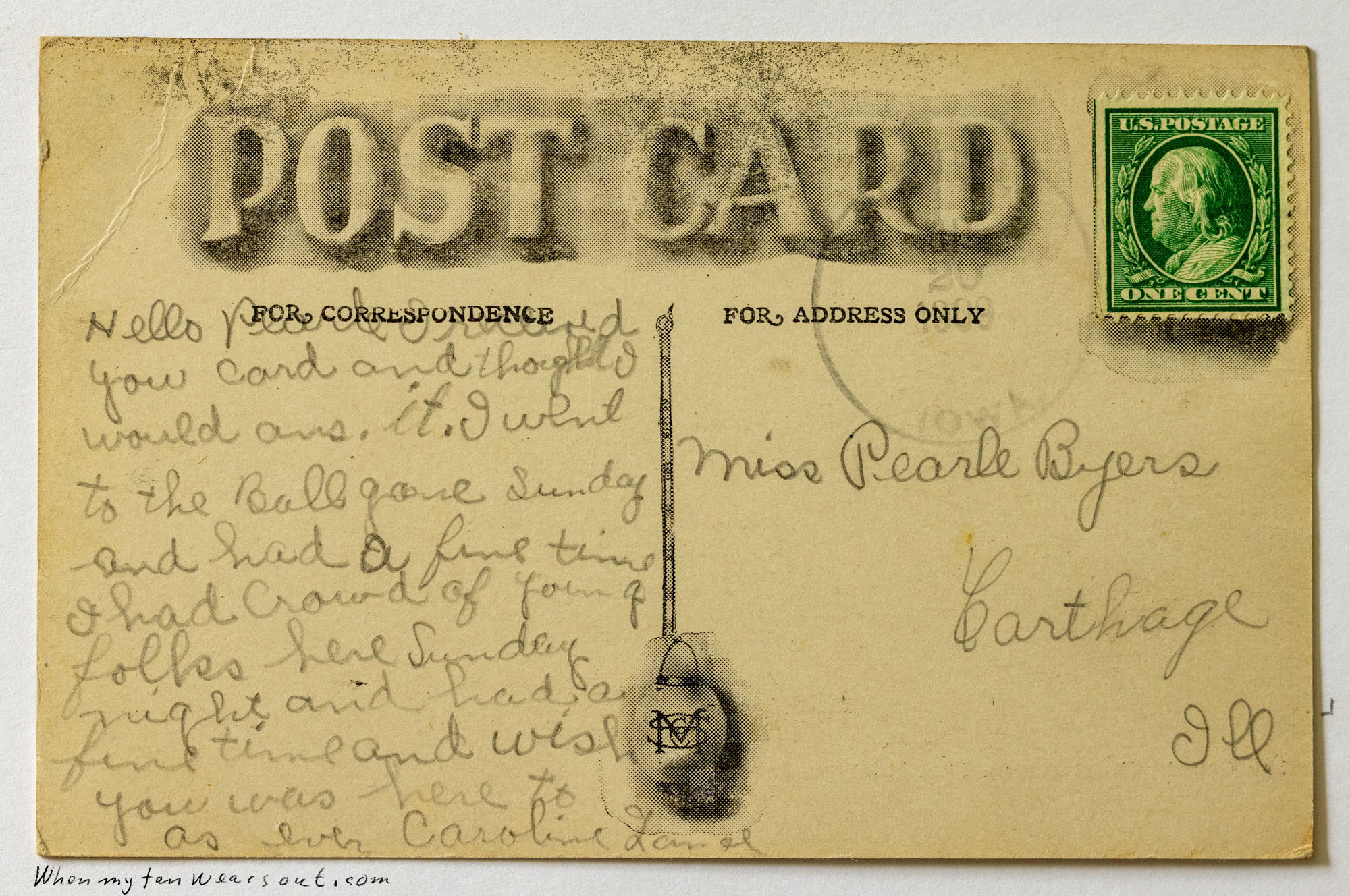 Back of postcard #0077