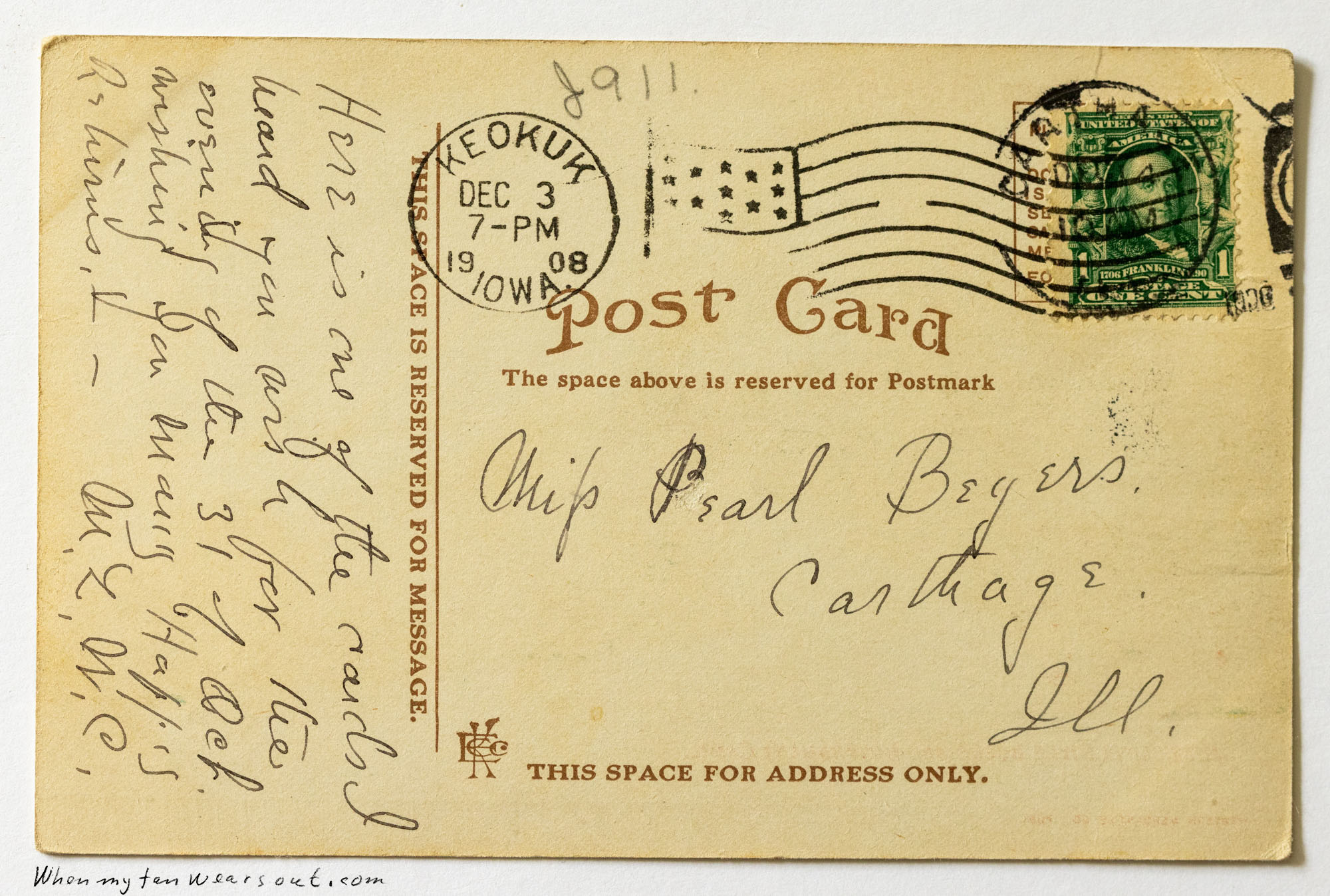 Back of postcard #0089