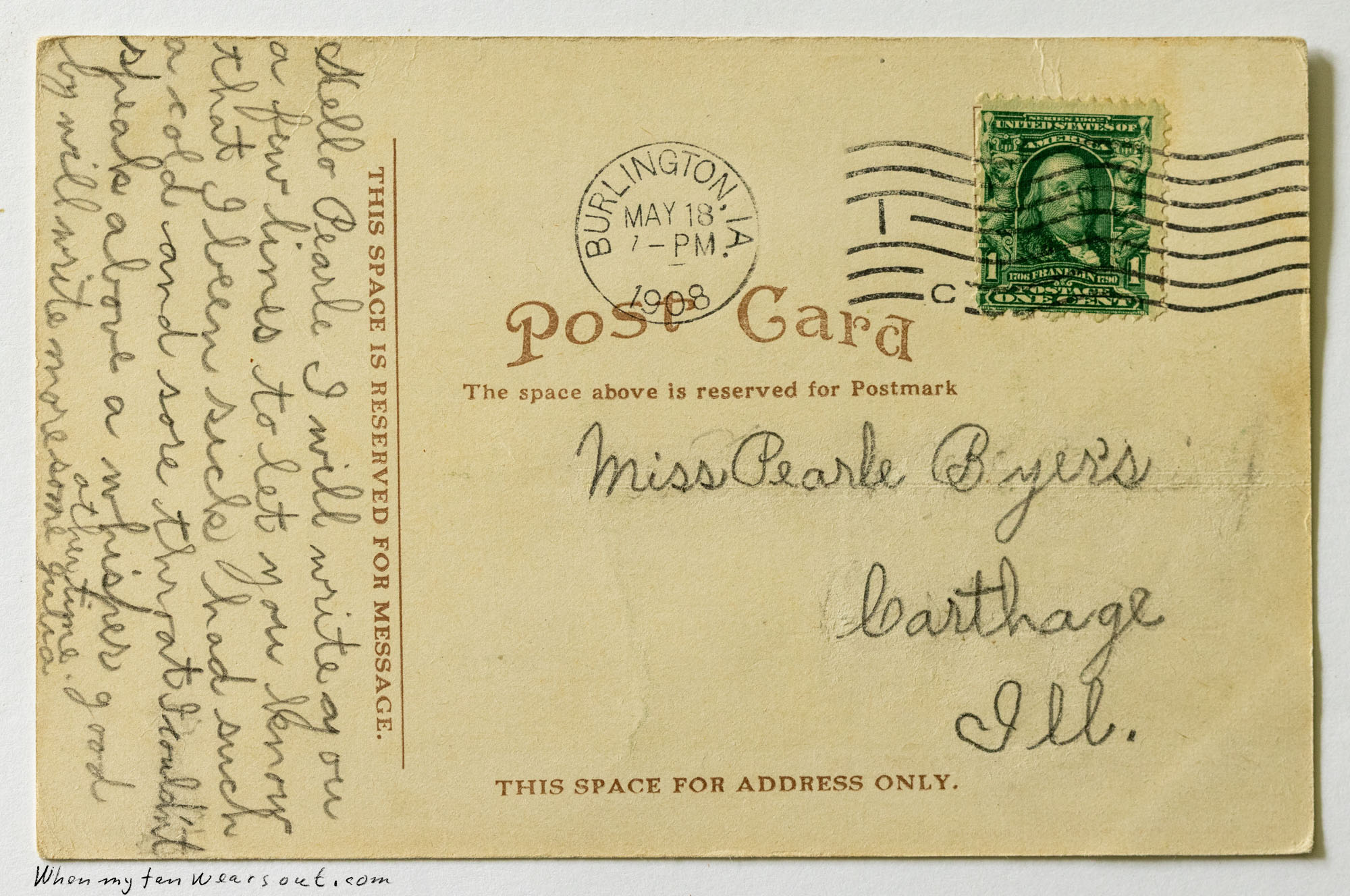 Back of postcard #0090