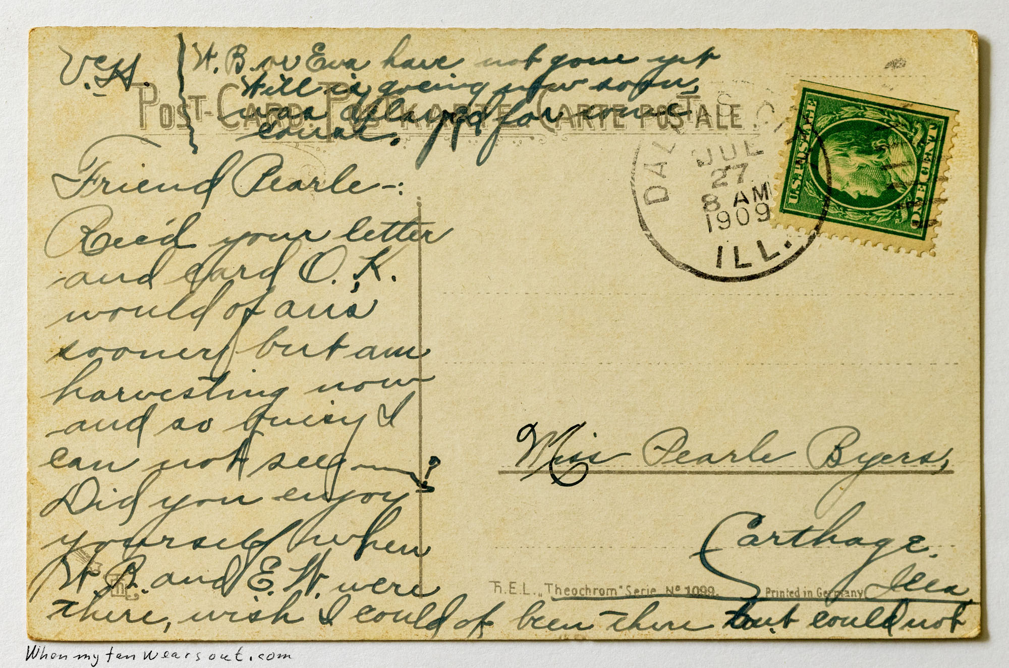 Back of postcard #0095