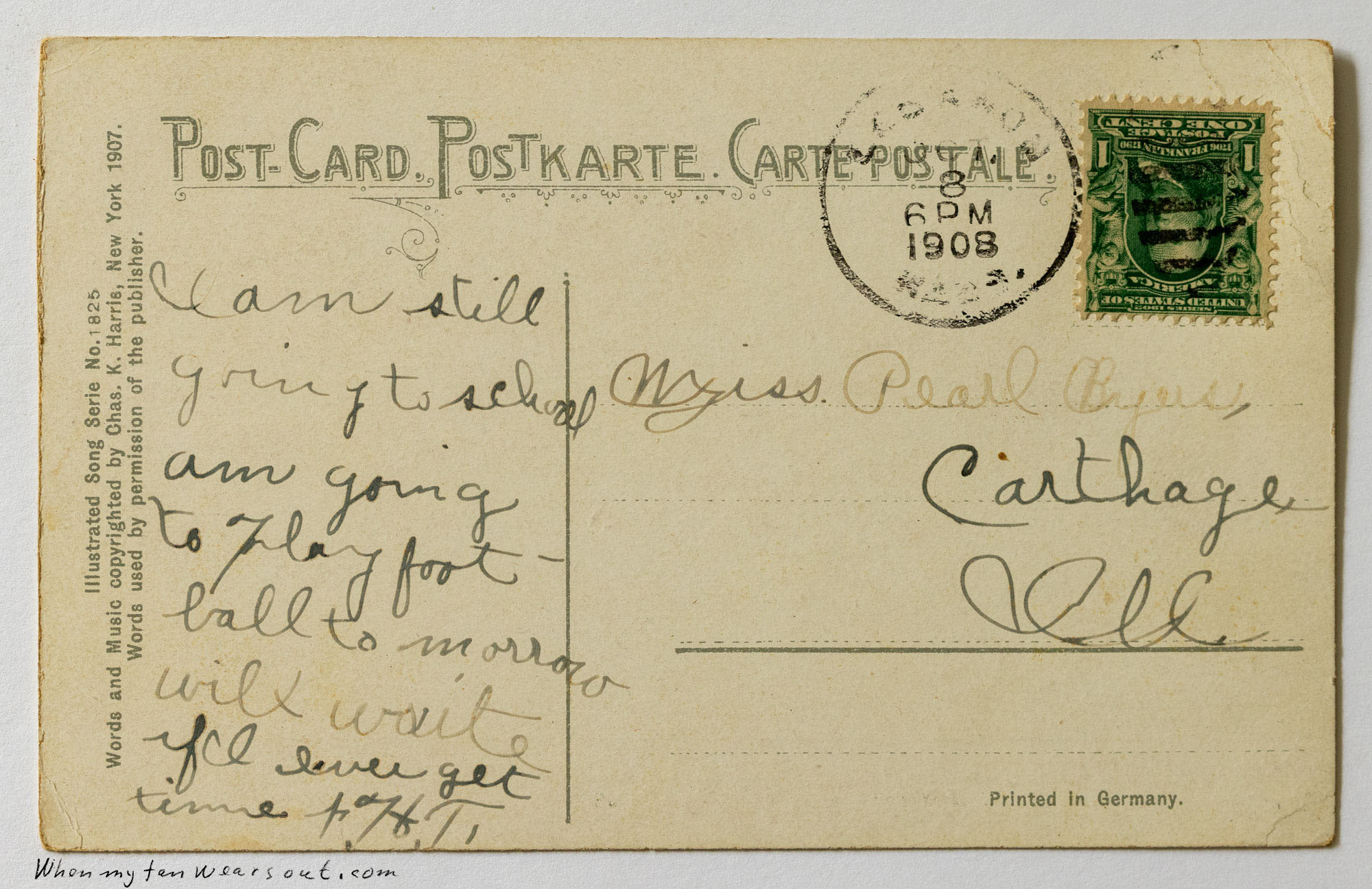 Back of postcard #0100