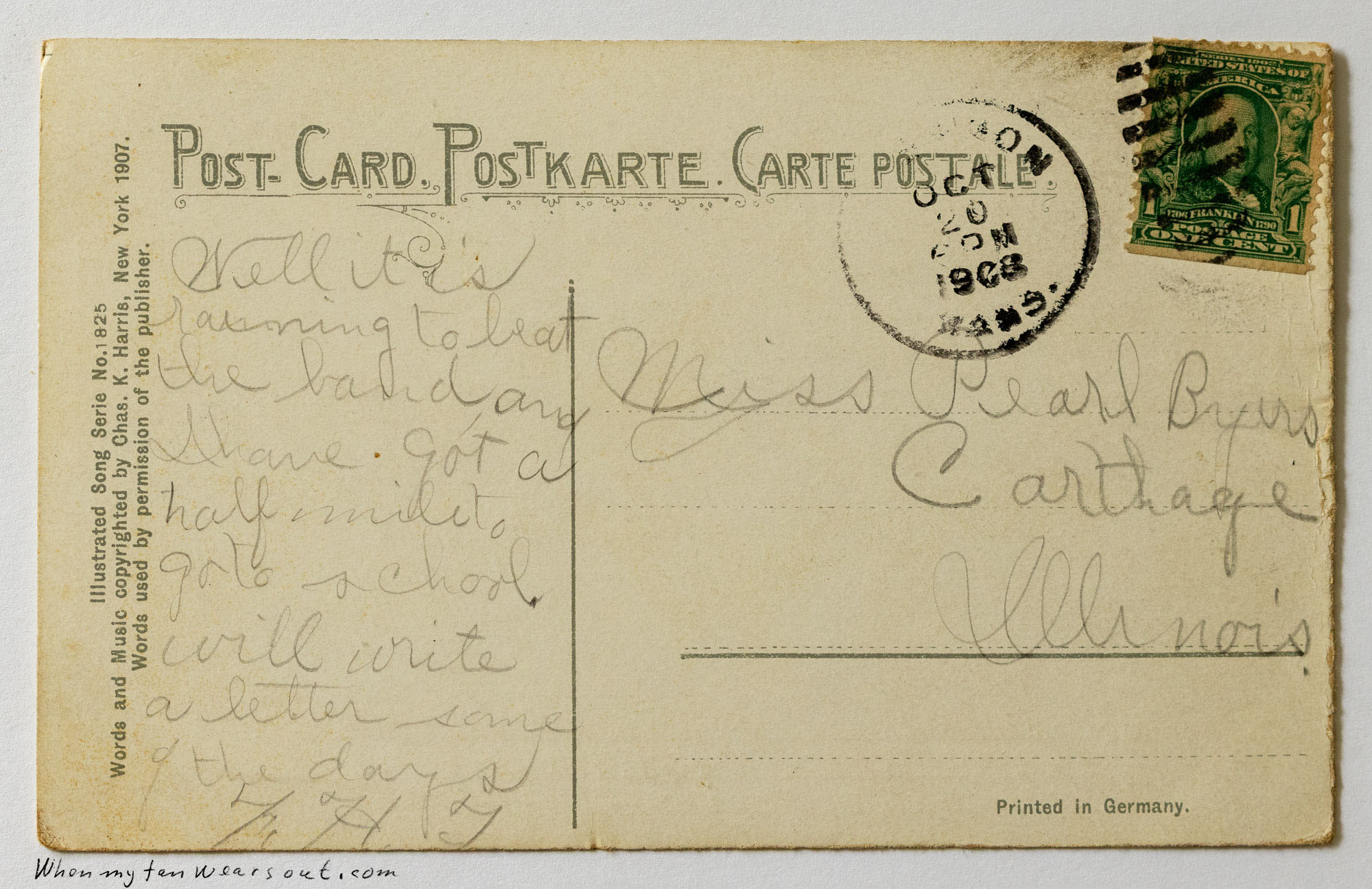 Back of postcard #0102