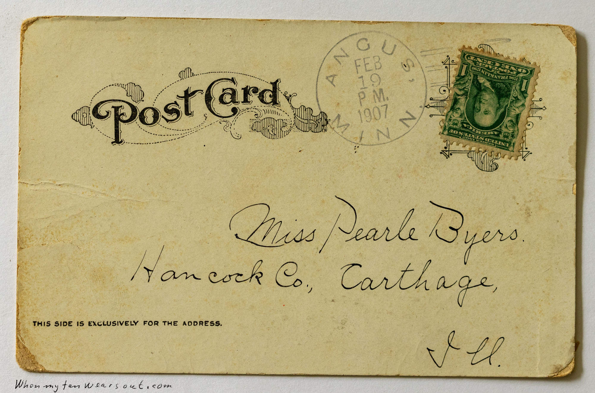 Back of postcard #0109