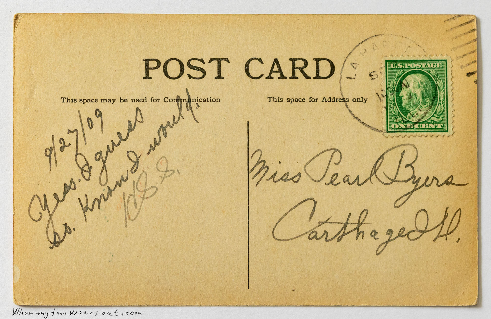 Back of postcard #0124