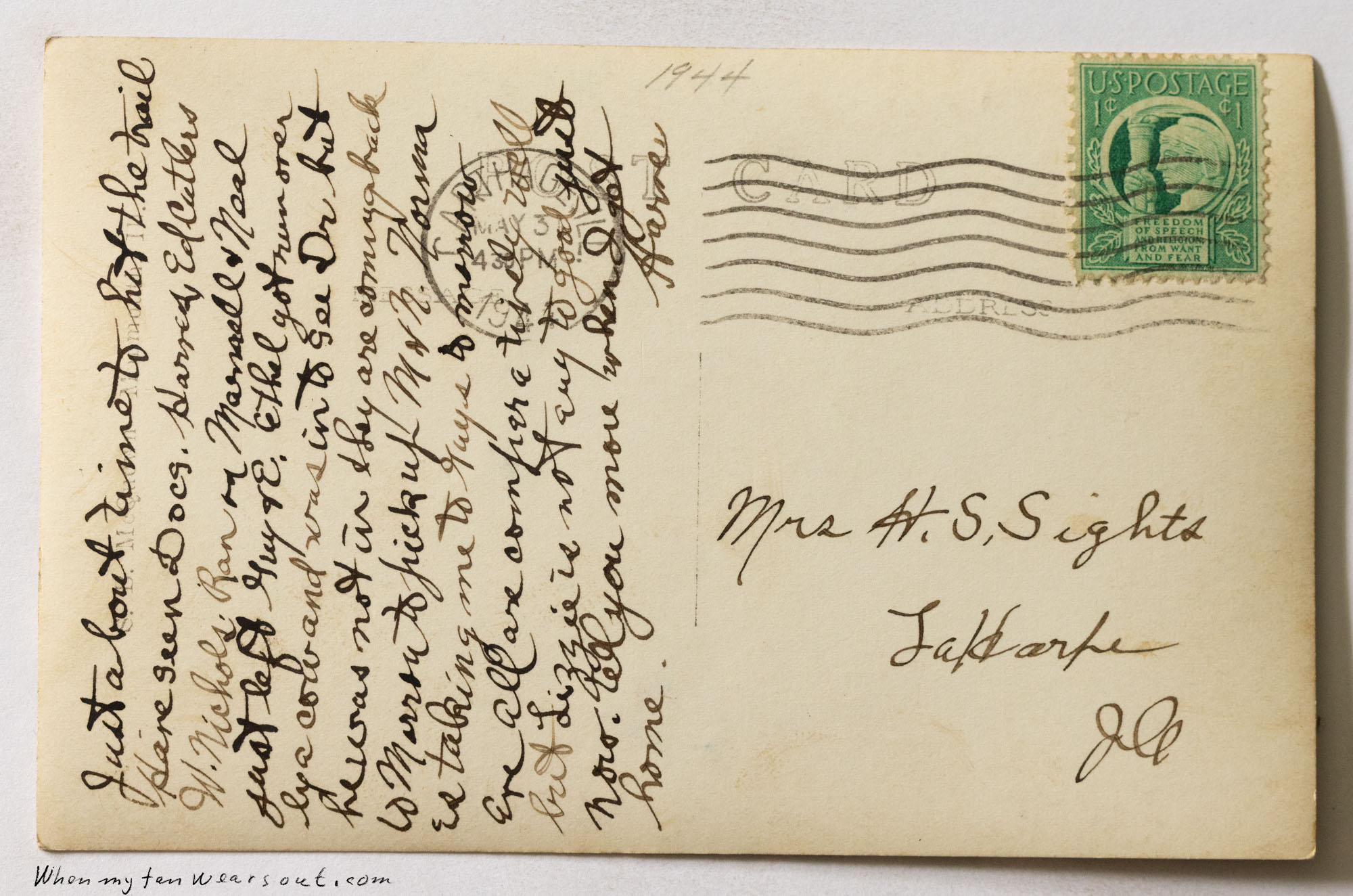 Back of postcard #1087