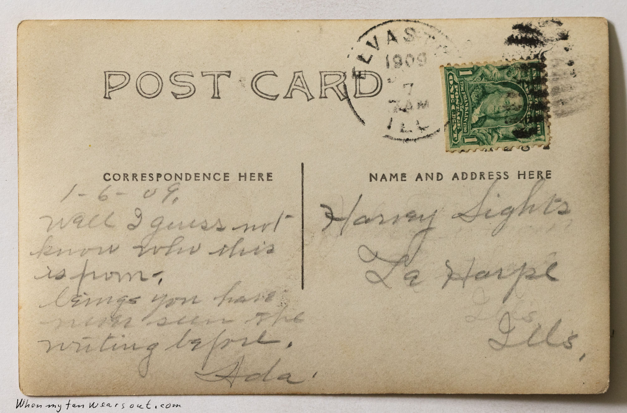Back of postcard #1102